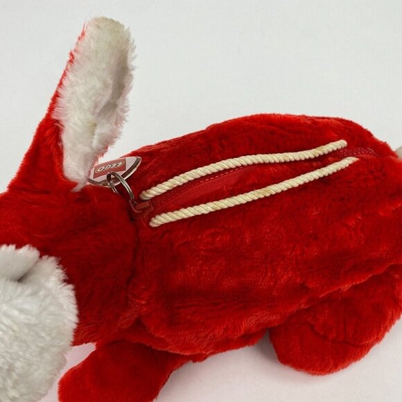 1984 Lego Duplo Red Bunny Rabbit Plush Carrier Bag with Keychain Legos Storage - Picture 4 of 10